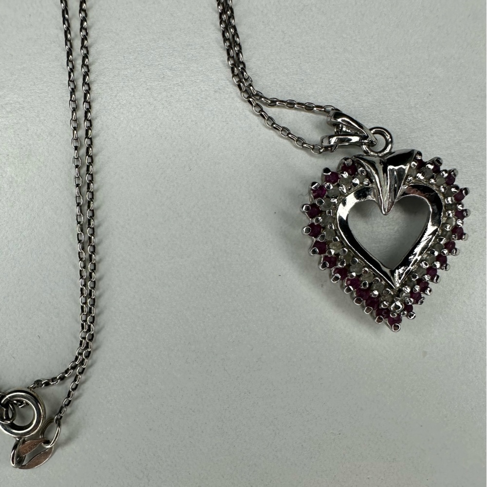 Ruby And Diamond Silver Necklace. - image 4